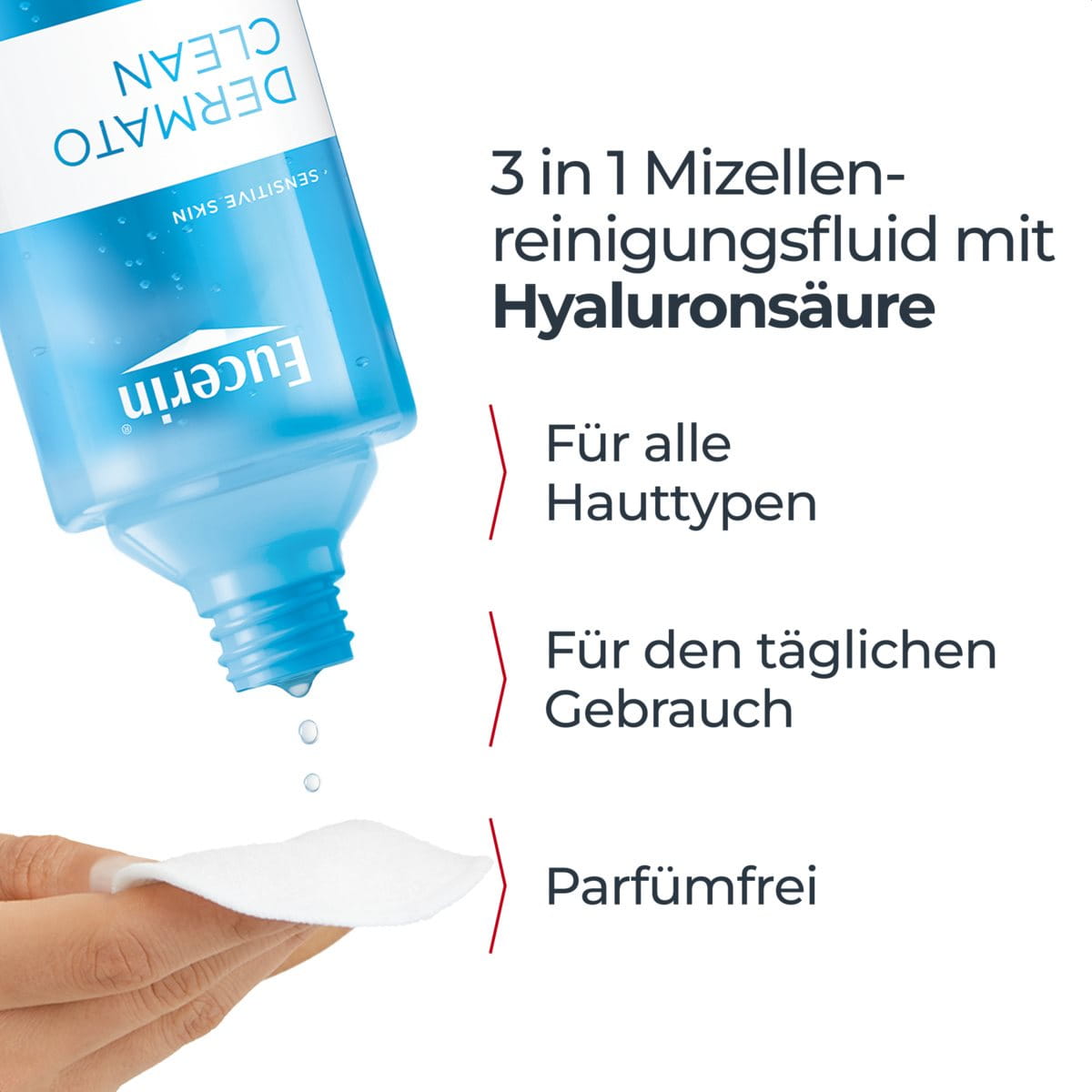 Eucerin DermatoCLEAN [HYALURON] Mizellen-Reinigungsfluid 3 in 1 – Bild 2